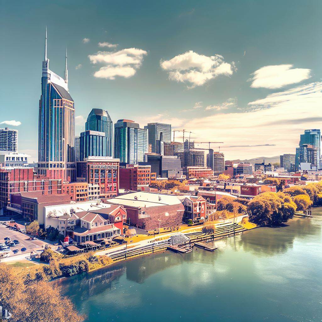 A city skyline of Nashville, TN